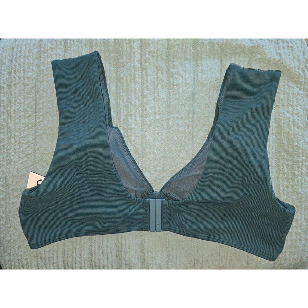 NWT‎ JETS Australia Bikini Top Forest Green Isla Rib Ring Detail Womens Size 10 - Picture 2 of 5